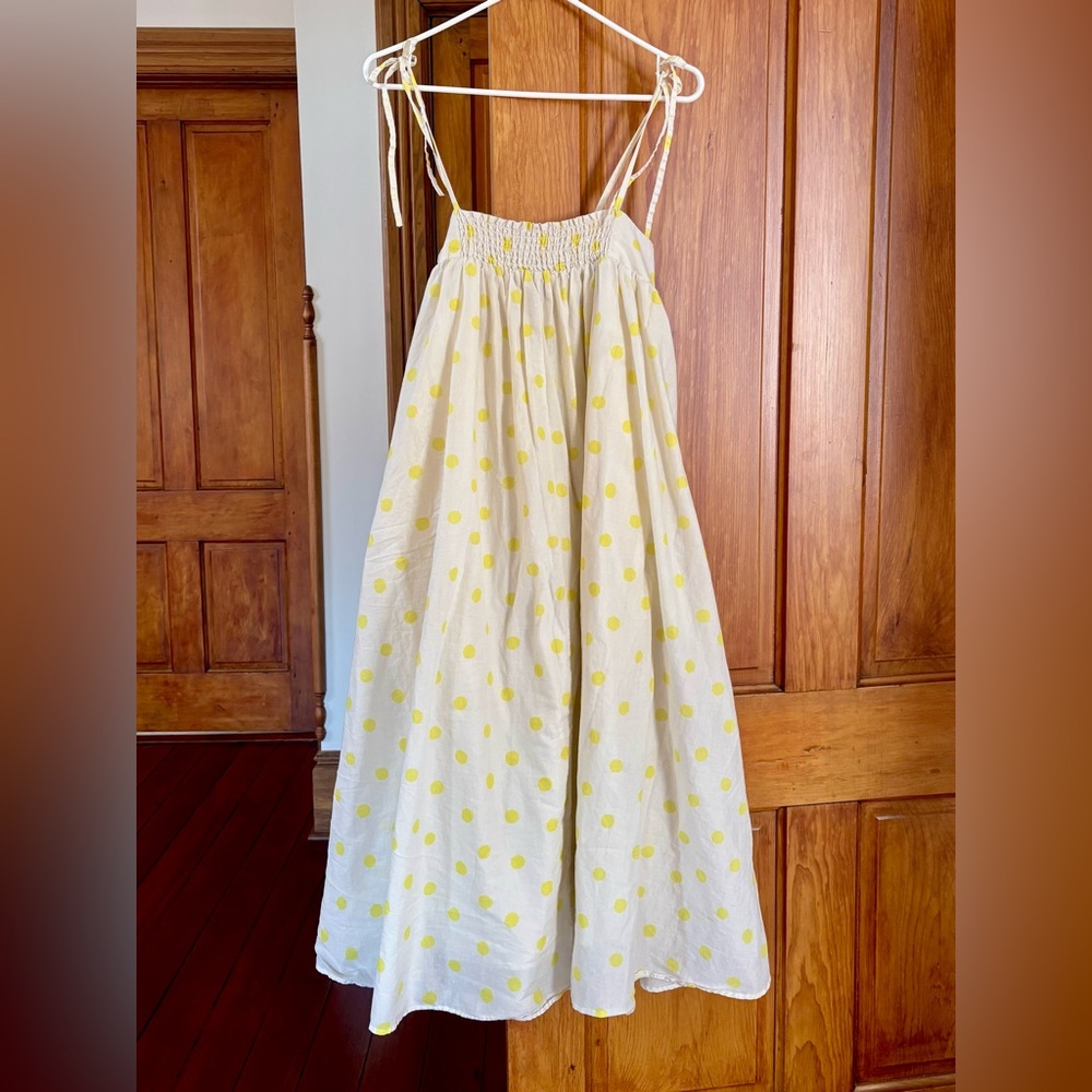 Anthropologie Yellow Polka Dot Maxi Dress